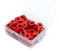 40 chinchetas de madera roja con diseño de mapa del mundo en diseño de estrella/flecha para tableros de corcho, tablones de anuncios, fotos