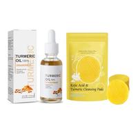 40 Count Turmeric and Kojic Acid Pads + 30 Ml Turmeric Essence, Kojic Acid and Turmeric Cleansing Pads,Turmeric Cleansing Pads for Face (B)