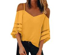 40 Cumpleaños Top De para Mujer con Tirantes Finos, Camisa Informal A La con Hombros Descubiertos, Blusa De Manga Acampanada con Inserción De Malla Camiseta Feminista Mujer Mo Camiseta Lila Ofertas