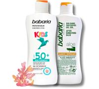 Babaria - Pack Protector Solar Mineral Niños SPF 50 y After Sun de Aloe Vera | Crema Solar Niños 50 | Protector Solar Infantil | Crema Solar Infantil | Sunscreen