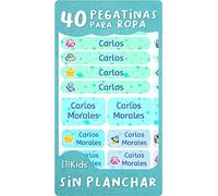 40 Etiquetas para ropa SIN PLANCHAR resistentes a los lavados. Pegatinas personalizadas para material escolar, tuppers y biberones. Etiquetas Adhesivas para niños, guardería y colegios. Galaxia