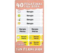 40 Etiquetas para ropa SIN PLANCHAR resistentes a los lavados. Pegatinas personalizadas para material escolar, tuppers y biberones. Etiquetas Adhesivas para niños, guardería y colegios. Deportes