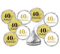40 & Fabulous Birthday Kisses - Adhesivos decorativos para fiestas de cumpleaños, diseño de gotas de chocolate