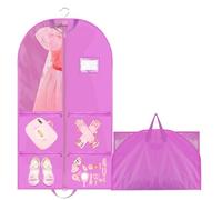40" Fundas de Ropa para Niñas con Fuelle/Bolsillos/Asas, Bolsa de Ropa para Bailarina con Ranura para ID, Protección Contra el Polvo y la Suciedad, Plegable para Teatro Belleza Competiciones Viaje