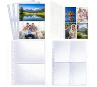 40 Fundas para Fotos DIN A4, Pack de 240 Bolsillos Mixtos (2 y 4 Compartimentos) - Fundas Transparentes para Fotos A4 para Álbum de Anillas, Recambios para Tarjetas Postales con Protección Lateral