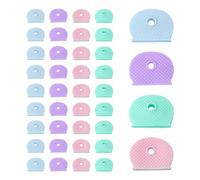 40 fundas para llaves de macaron, coloridas de silicona, fundas elásticas para clasificación de llaves de habitación (rosa, verde, morado, azul)