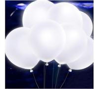 40 globos blancos con luz LED con luces blancas no intermitentes, largo tiempo de espera para fiestas oscuras, decoraciones de boda de Navidad