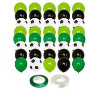 40 globos de fútbol, 2 rollos de cintas, globos de decoración de cumpleaños, globos de fútbol de fiesta, globos de fútbol de látex