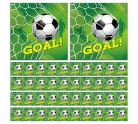 40 hojas de pañuelos de fútbol, pañuelos de fiesta de fútbol, pañuelos impresos de fútbol, servilletas de fiesta suaves, decoraciones de fiesta temática de fútbol