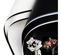 40 hojas de papel de regalo de flores con borde aristocrático en blanco y negro, papel de embalaje grueso impermeable para ramo de floristería, papel de embalaje de regalo o caja de regalo, 22.8 x