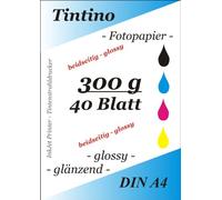 40 hojas de papel fotográfico de doble cara A4 300 g/m² -double-face brillante, de secado rápido, resistente al agua color blanco brillante muy brillante para impresora de inyección de tinta