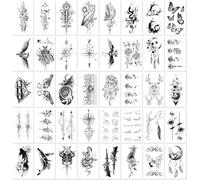 40 Hojas De Pequeños Tatuajes Temporales Negros Con Personalidad, Pegatinas Impermeables De Arte Corporal Para Mujeres, Hombres Y Niños, Para Fiestas.