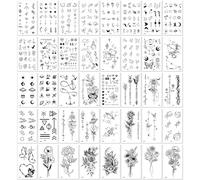 40 Hojas De Tatuajes Temporales De Flores Y Planetas Para Dedos Y Brazos, Pegatinas Artísticas Impermeables De Larga Duración Para Mujeres, Hombres Y Niños, Fiestas Y Festivales.