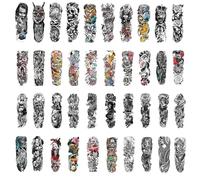 40 hojas de tatuajes temporales impermeables con diseño geométrico de tótem for brazo completo, manga grande, tatuajes falsos for hombres y mujeres