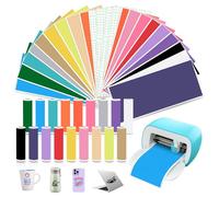 40 hojas de vinilo Smart Permanent para Cricut Joy 14 x 30,5 cm - 36 láminas autoadhesivas con 4 láminas de transferencia para plóter de vinilo para manualidades, pegatinas decorativas, portátiles,