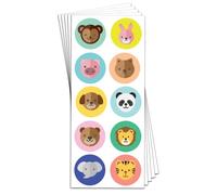 40 Hojas - Pegatinas Animales Infantiles, Niños - 400 Piezas, 40mm | Perros, Gatos, Leones, Elefantes