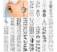 40 Hojas Tatuajes Temporales, Negro Tatuajes Falsos, Tatuajes Temporales Adultos Impermeables, Tattoo Temporal para Niños Adultos Hombres y Mujeres