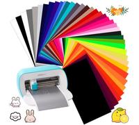 40 Hojas Vinilo Textil Termoadhesivo para Cricut Joy, 30,5CM*14CM Smart Iron-on, Papel Transfer Fácil de Cortar para la Camiseta, Flexible Lámina Textil para Plóter, Fuerte Adherencia (37 Colores)