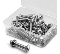 (40 Juegos) Juego de Tornillos Hexagonales M5 x 20mm con Brida y Tuercas 304 Acero Inoxidable de Cabeza Plana