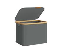 SONGMICS Cesto de Ropa con Tapa, Recogedor de Colada, Ahorra Espacio, Tejido de Oxford, Plegable, Marco de Bambú, Lavadero, Dormitorio y Salón, 40 L, 42 x 32 x 30 cm, Gris Pizarra LCB516GN01