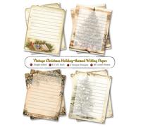 40 Lined Sheets Vintage Christmas Holiday-themed Writing Paper: Ruled Stationery, Stylish Headed Notepaper, Holly Writing Paper for Seasonal Greeting Messages: 4 Unique Designs, 8.5 X 11"