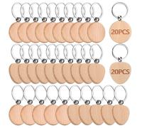 40 Llaveros Madera Llavero de Madera en Forma de Corazón y Redondos Llaveros Personalizados para Grabar Pintar o Escribir Ideal para Proyectos desde Bricolaje Decoraciones o Regalos Creativos