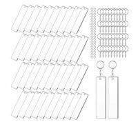 40 llaveros transparentes de acrílico para decoración de llaves, llaveros rectangulares vacíos con etiqueta protectora para manualidades