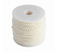 40 m/rollo de hilo de perlas de imitación, guirnalda de cuentas de perlas de 4 mm, hilo de rollo de adorno de cadena para manualidades, ramo de bodas de Navidad y decoración de (Beige)