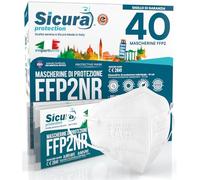 40 mascarillas FFP2 CE Made in Italy Blanco con el logo de SICURA impreso BFE ≥99% Mascarillas ffp2 italianas sanitizadas y selladas individualmente. Certificación ISO 13485 e ISO 9001.