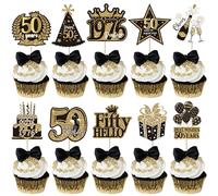 40 paquetes de 50th cupcakes Toppers Cumpleaños Decoración para Pasteles Brillante Hello 50 Pasteles Decoraciones para Happy 50th Birthday 50º Pastel Decoración para Cumpleaños Boda Aniversario