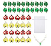 40 Pcs Colgante Trébol Mariquita Metal - Lucky Charm Cuatro Hojas Llavero de la Suerte con Mini Dijes para Pulseras, Artesanías y Proyectos de Bricolaje