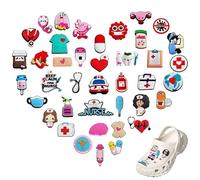 40 PCS Nurse Doctor Accesorios para Crocs Shoes,Medical Care SeriesCrocs Accesorios DIY,zapatos de enfermera, colgantes para adolescentes, mujeres y hombres, Cloruro de