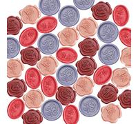 40 pegatinas de sello de cera, VEINARDYL con forma floral 3D, autoadhesivas, para invitación de boda, para álbumes de recortes, Pascua, fiesta, envoltura de regalos, color rojo