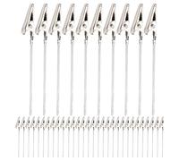 40 Pieces Long Tailed Metal Clamp Alligator Clips For Crafts,- Photo Clips On Stick | For DIY Card Note Postcard Display Office Dorm Graduation Birthday, Photo Clip Metal Stand