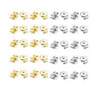 40 piezas/20 pares de pendientes de mariposa de repuesto de plata de ley, pendientes de repuesto de oro plateado