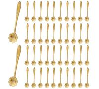 40 piezas 4.9 '' Mini cucharitas de cafe reutilizables de oro de metal, cucharas de postre de lindos de acero inoxidable para especias de miel de azúcar de helado de pastel
