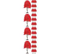 40 piezas Árbol Falso de Mesa de Arena Rojo, Modelo Realista 9x5x5cm | Alambre de Hierro, Espuma y Seda, Base Estable, para Maquetas, Vías y Casas en Proyectos Escolares