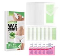 40 Piezas Bandas Depilatorias,Bandas De Cera Fría Para Depilatoria Facial Listas Para Usar,Wax Strips Para El Rostro, Las Axilas, Los Brazos Y Las Piernas,Fórmula Suave