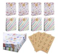 40 Piezas Bolsas de Papel Kraft para Regalos, Bolsas Chuches Cumpleaños con 48 Pegatinas, Bolsas de Regalo Cumpleaños Infantil para Niños para Envolver Regalos Bodas