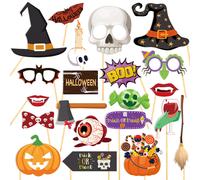 40 piezas de accesorios para fotomatón de Halloween: gafas de calavera espeluznantes, suministros para fiestas del Día de la Muerte, kits de