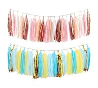 40 Piezas De Borlas De Papel, Guirnaldas De Borlas, Pancartas De Borlas para Fiestas, Banderas De Cuerdas De Borlas De Papel Coloridas, Decoraciones Creativas, Decoraciones para Fiestas De Bodas