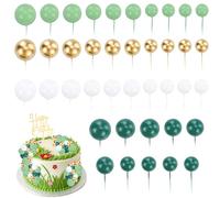 40 piezas de decoración para tarta con bolas de colores y 1 feliz cumpleaños de oro de 10 cm plugin, decoración de tarta de temática bohemia, palitos de bolas de espuma para tartas de cumpleaños