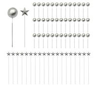 40 Piezas De Inserciones De Bolas Plateadas Y 20 Piezas De Inserciones De Estrellas Tridimensionales, Inserciones Para Decoración De Pasteles, Inserciones Para Pasteles Diy