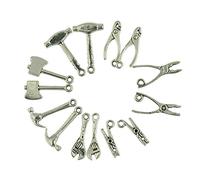 40 piezas de plata tibetana mixta herramienta hacha martillo piler llave colgante hallazgos, 8-26 mm, Poliéster