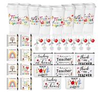 40 piezas de regalo de agradecimiento para profesores, regalos de agradecimiento para profesores, incluye vaso de 24 onzas, bolsa de cosméticos, cuaderno inspirador, bolígrafo, llavero motivacional