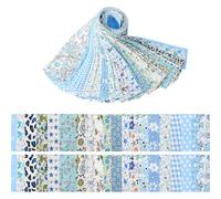 40 piezas de tela de algodón para patchwork, tela creativa, diseño floral, tiras de costura, manualidades (azul)