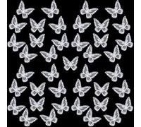 40 piezas de tela de organza con ribete de encaje de mariposa, doble capa, bordado de mariposa, parches de boda, vestido de novia, apliques bordados para costura, manualidades, ropa, accesorios para el cabello, fiesta, color blanco