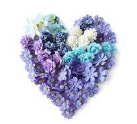 40 Piezas Flores Artificiales Pequeñas Mixtas para DIY Manualidades de Boda - Cabezas Decorativas de Simulación (Púrpura)