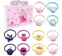 40 Piezas Gomas Pelo Niña Bebe Colores Pequeñas, BTIYMU Coleteros Niña Pequeños con Adornos, Gomillas Pelo Niña Mini Finas Gomas de Pelo Coletas Elasticas Rosa Rojo Azul Amarillo Violeta con Caja