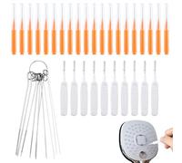 40 Piezas Herramientas Limpieza Cabezal Ducha, Cabezal de Ducha Cepillo y Tamaño Múltiple Palillos, Anti-Obstrucción Herramientas de Limpieza para Hogar Baño Orificio Pequeño Grifo